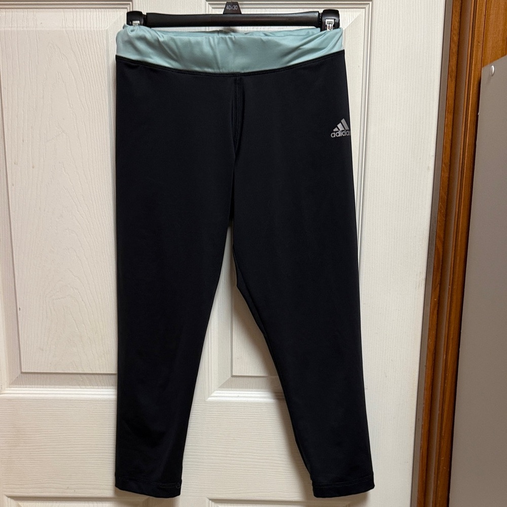 Adidas Kids Leggings Black with Mint Waistband